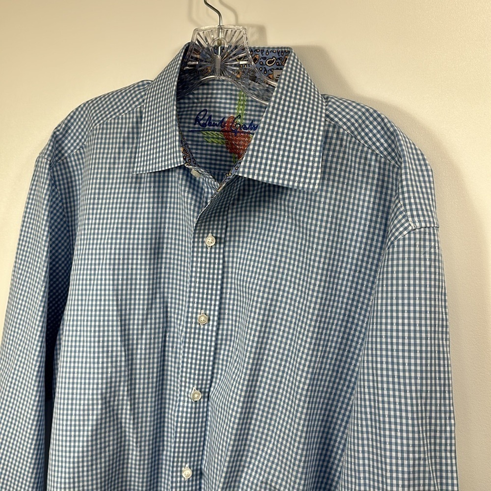 Robert Graham blue and white button-down dress shirt size XL - Picture 2 of 13